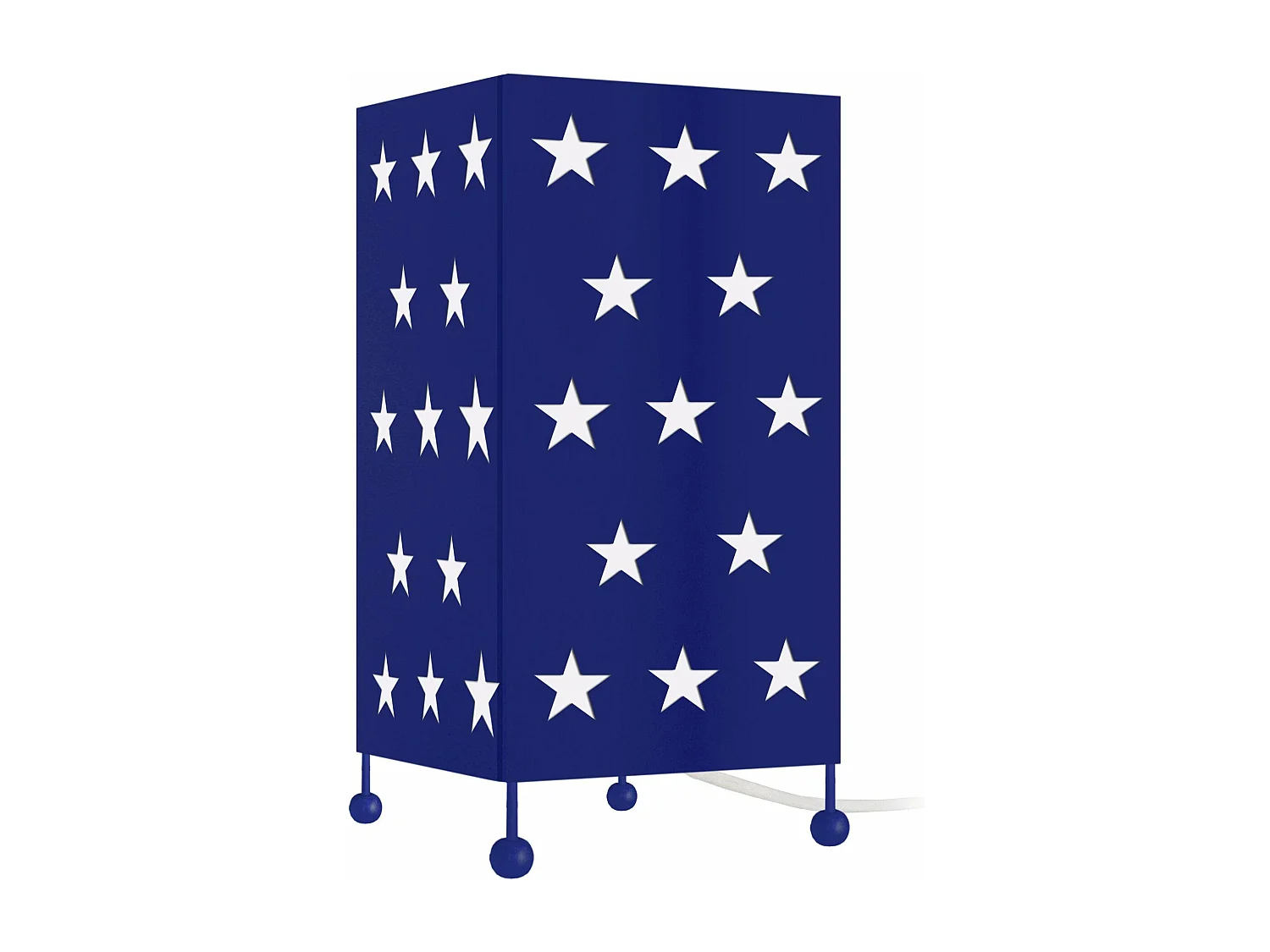 Lampe de chevet enfant carré métal,  bleu marine 27 cm.