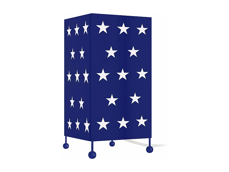 Lampe de chevet enfant carré métal,  bleu marine 27 cm.