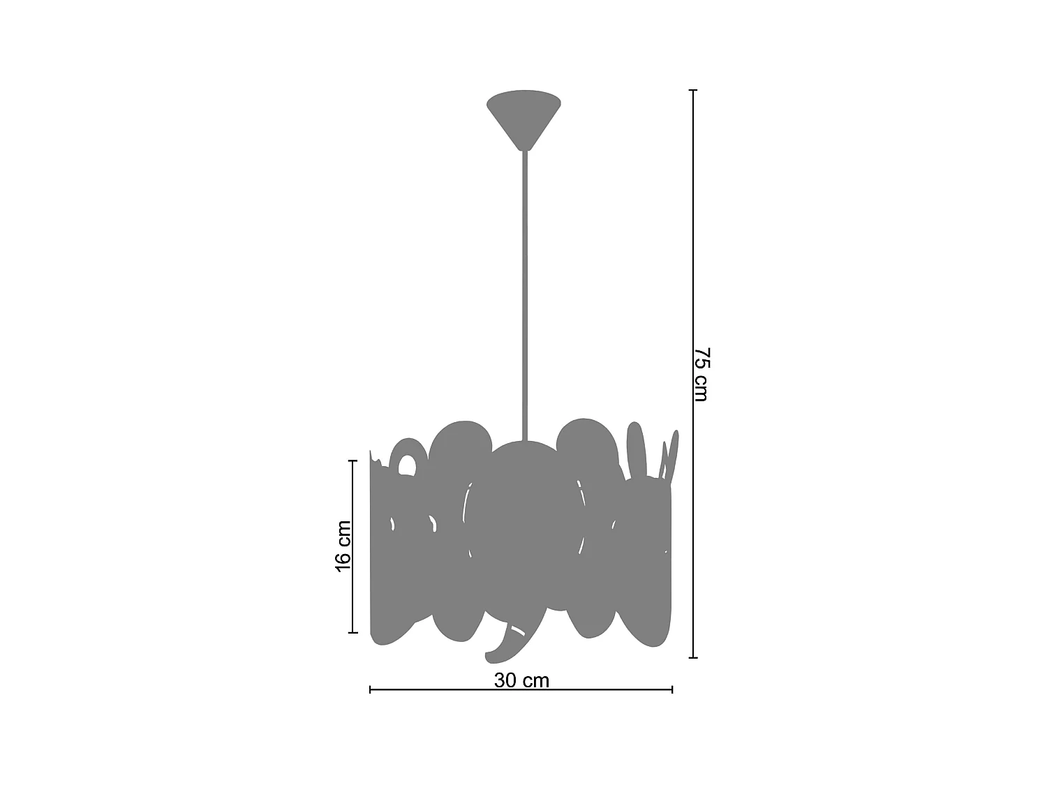 Suspensión  TOSEL ,metal,Azul ,A75xD30xP30cm