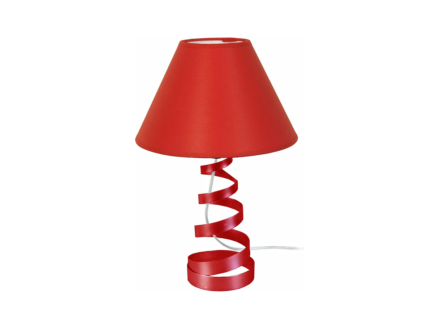 Lampe de chevet spirale, métal  rouge 39 cm.