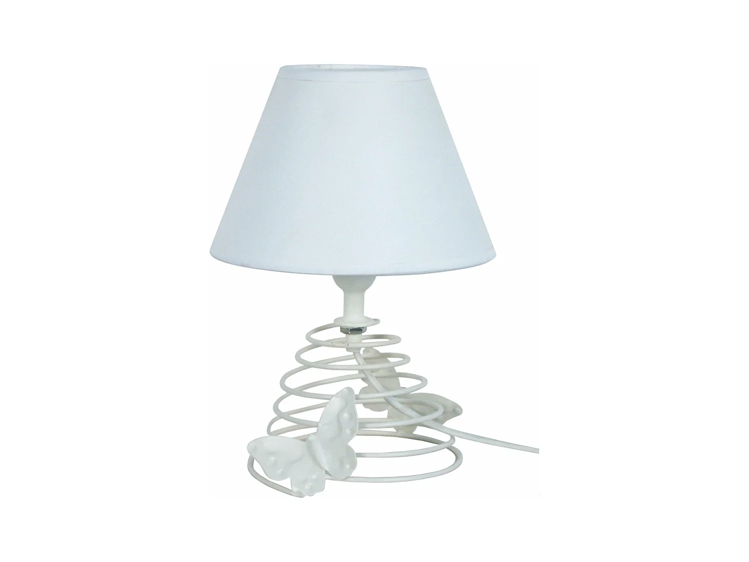 Lampe de chevet conique métal  ivoire 22 cm.