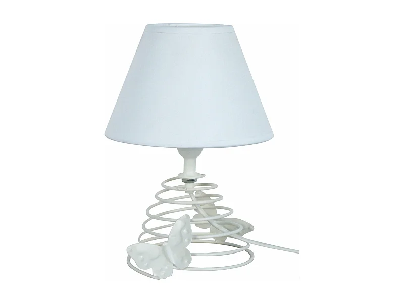 Lampe de chevet conique métal  ivoire 22 cm.