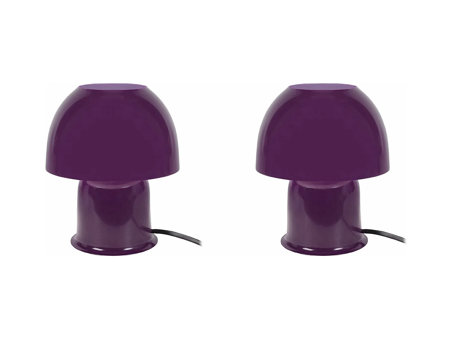 Pair de Lampes de chevet champignon métal  violet 18,5 cm.