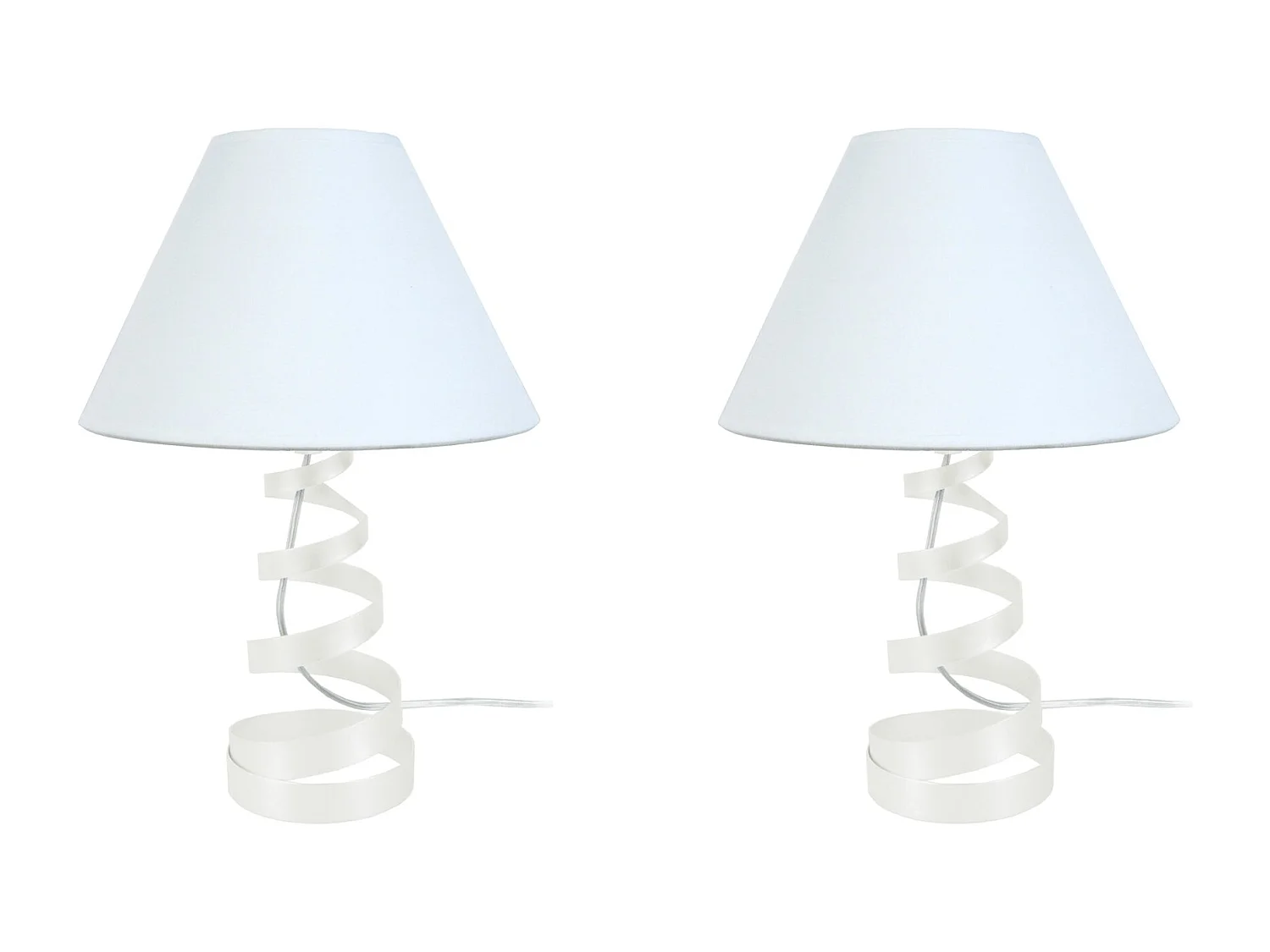 Pair de Lampes de chevet spirale métal  ivoire 39 cm.