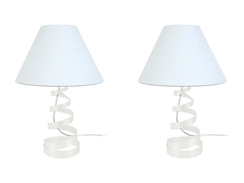 Pair de Lampes de chevet spirale métal  ivoire 39 cm.