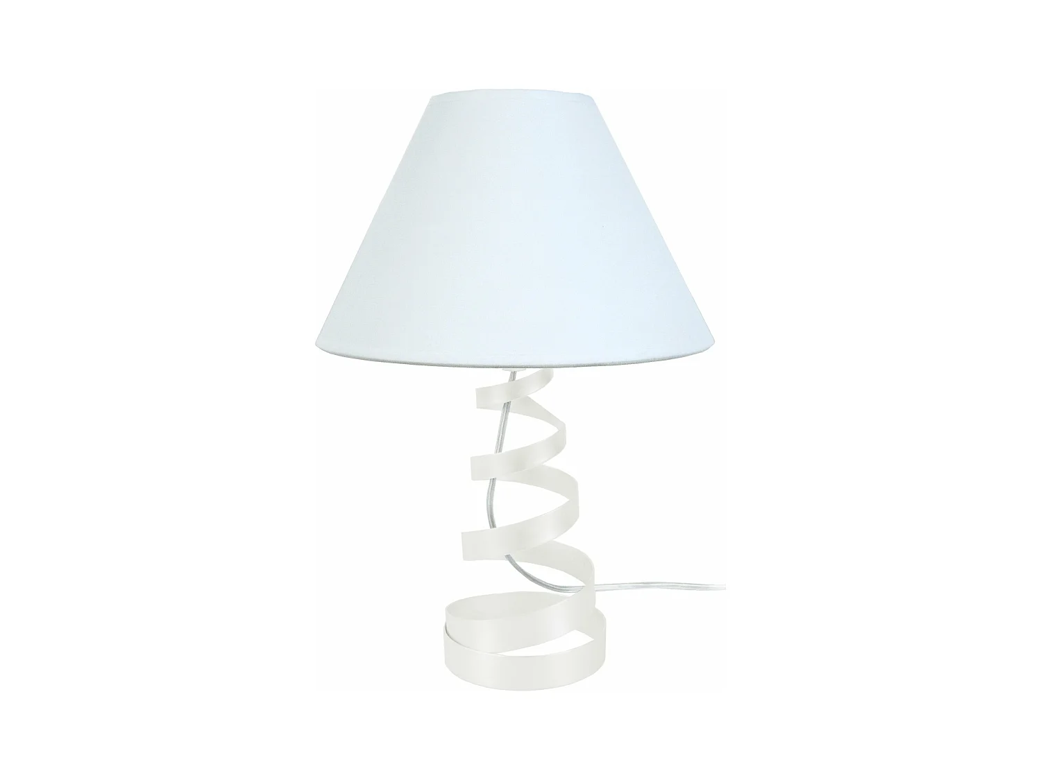 Lampe de chevet, spirale métal  ivoire 39 cm.