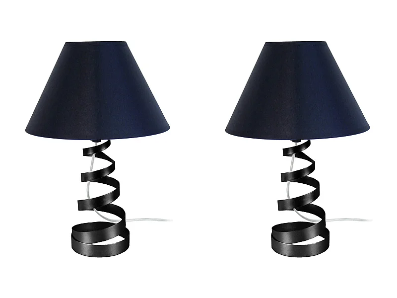 Pair de Lampes de chevet spirale métal  noir 39 cm.