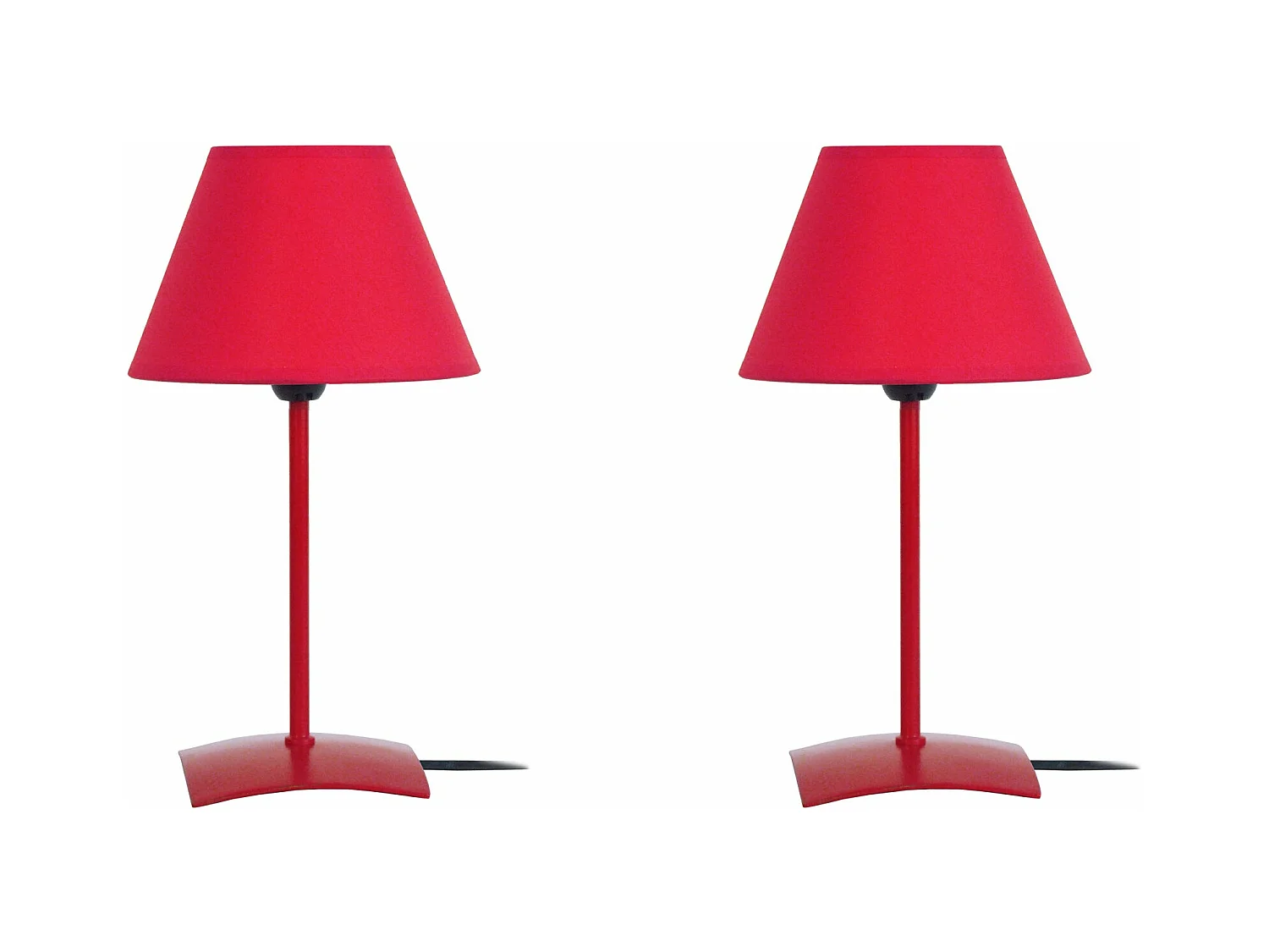 Pair de Lampes de chevet droit métal  rouge 29 cm.