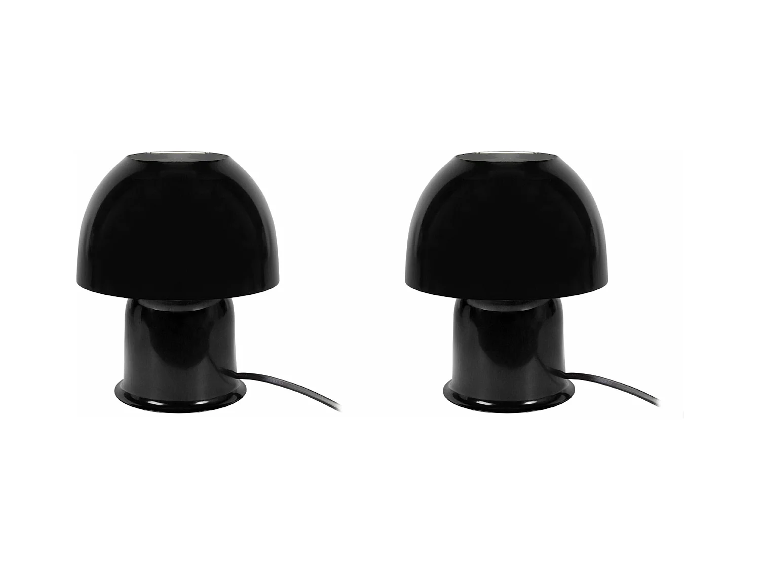Pair de Lampes de chevet champignon métal  noir 18,5 cm.