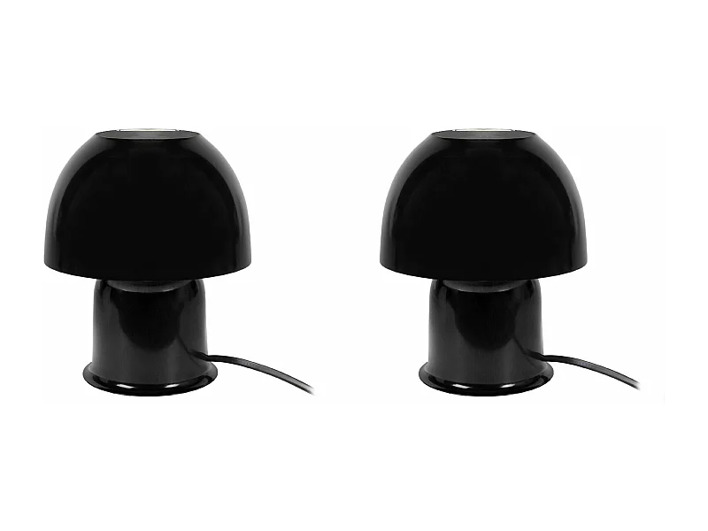Pair de Lampes de chevet champignon métal  noir 18,5 cm.