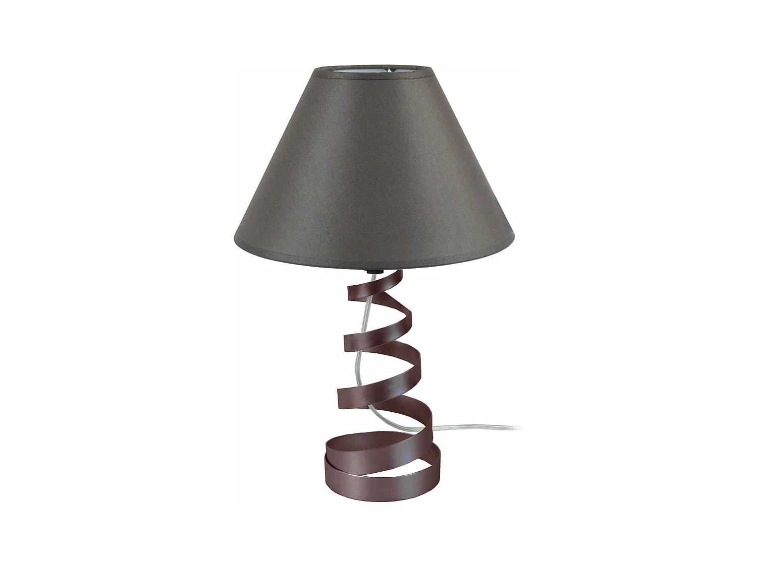 Lampe de chevet spirale métal,  marron 39 cm.