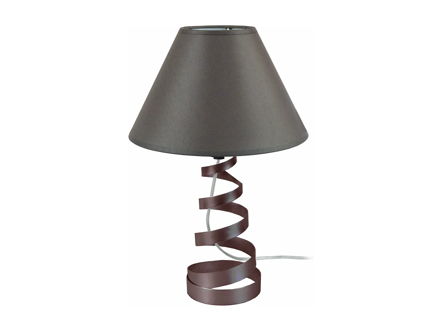 Lampe de chevet spirale métal,  marron 39 cm.