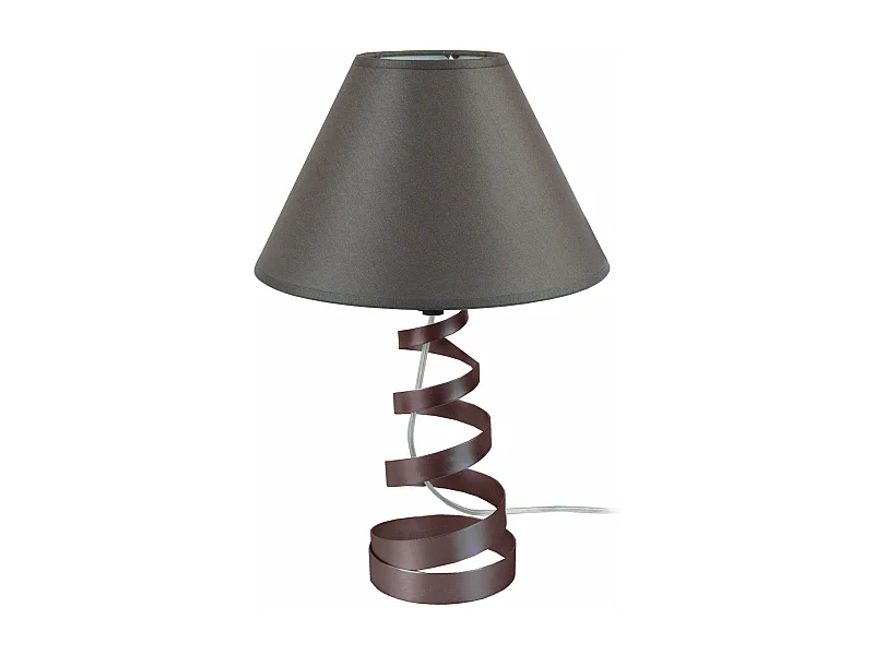 Lampe de chevet spirale métal,  marron 39 cm.