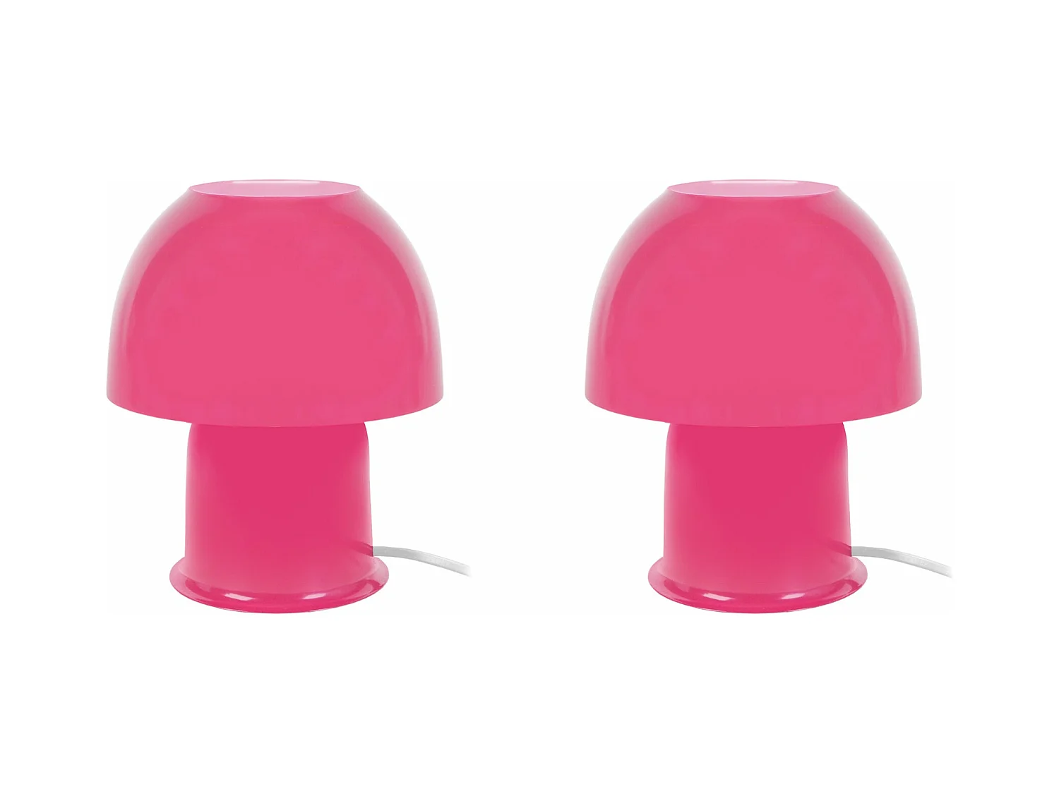 Pair de Lampes de chevet champignon métal  rose 18,5 cm.