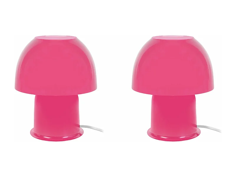 Pair de Lampes de chevet champignon métal  rose 18,5 cm.
