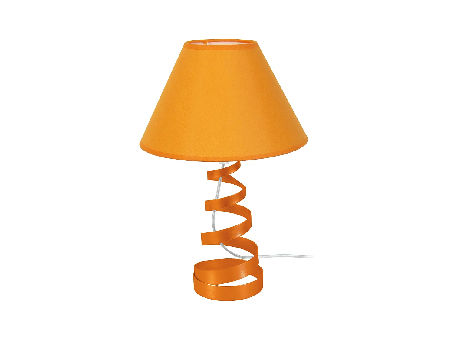 Lampe de chevet spirale métal,  orange 39 cm.