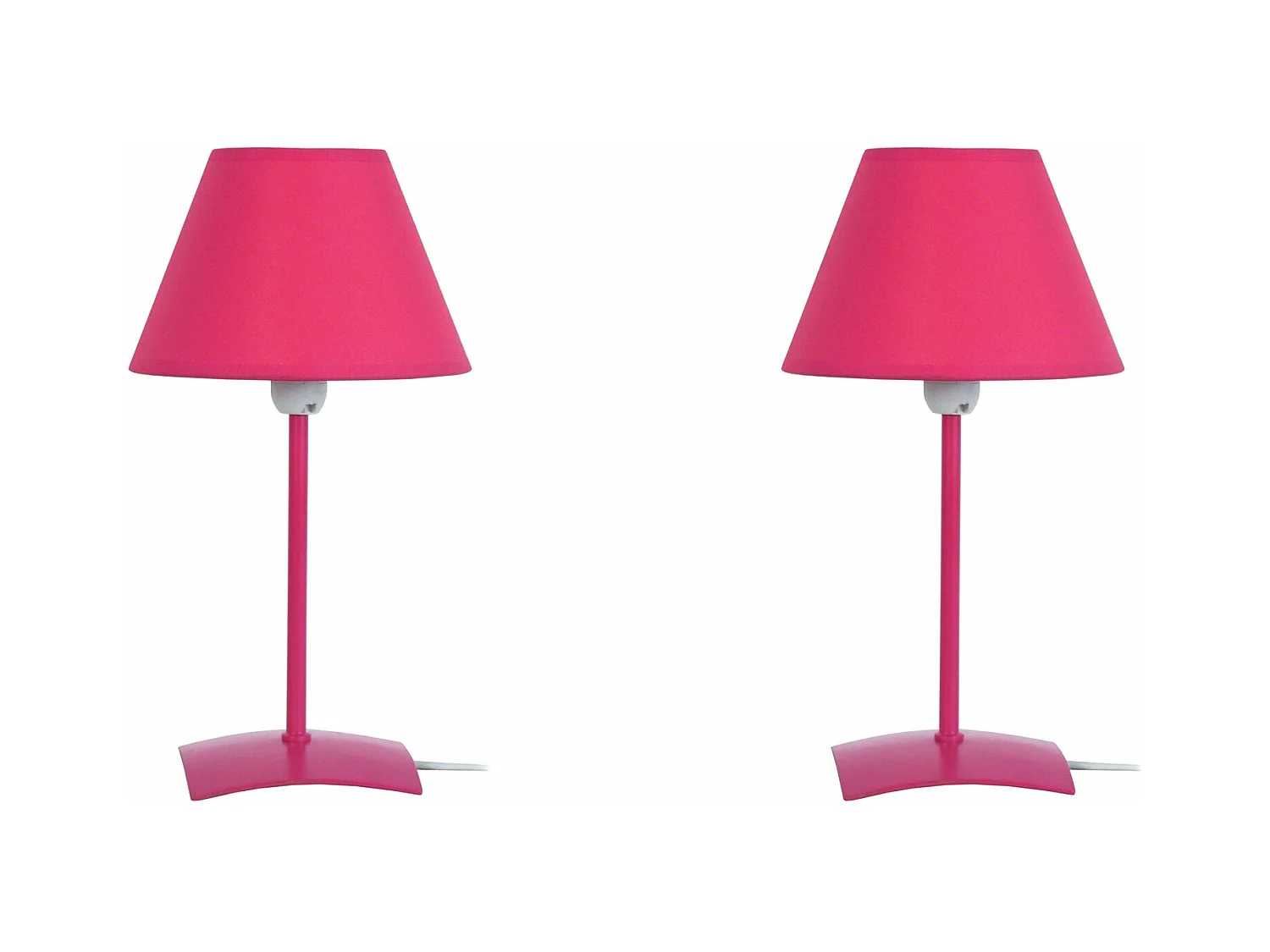 Pair de Lampes de chevet droit métal  rose 29 cm.