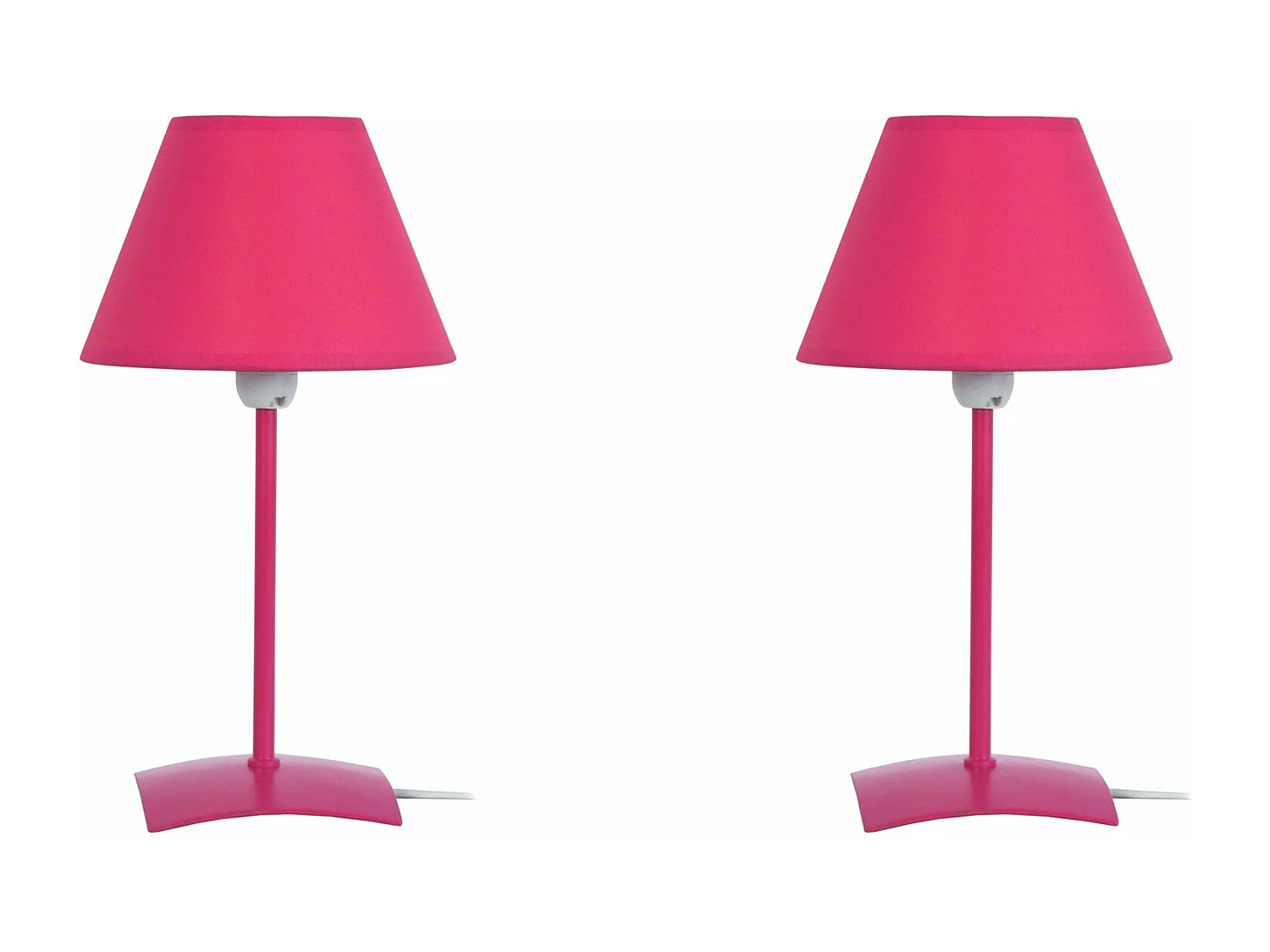 Pair de Lampes de chevet droit métal  rose 29 cm.