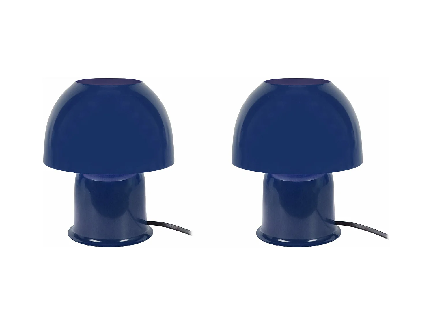 Pair de Lampes de chevet champignon métal  bleu marine 18,5 cm.