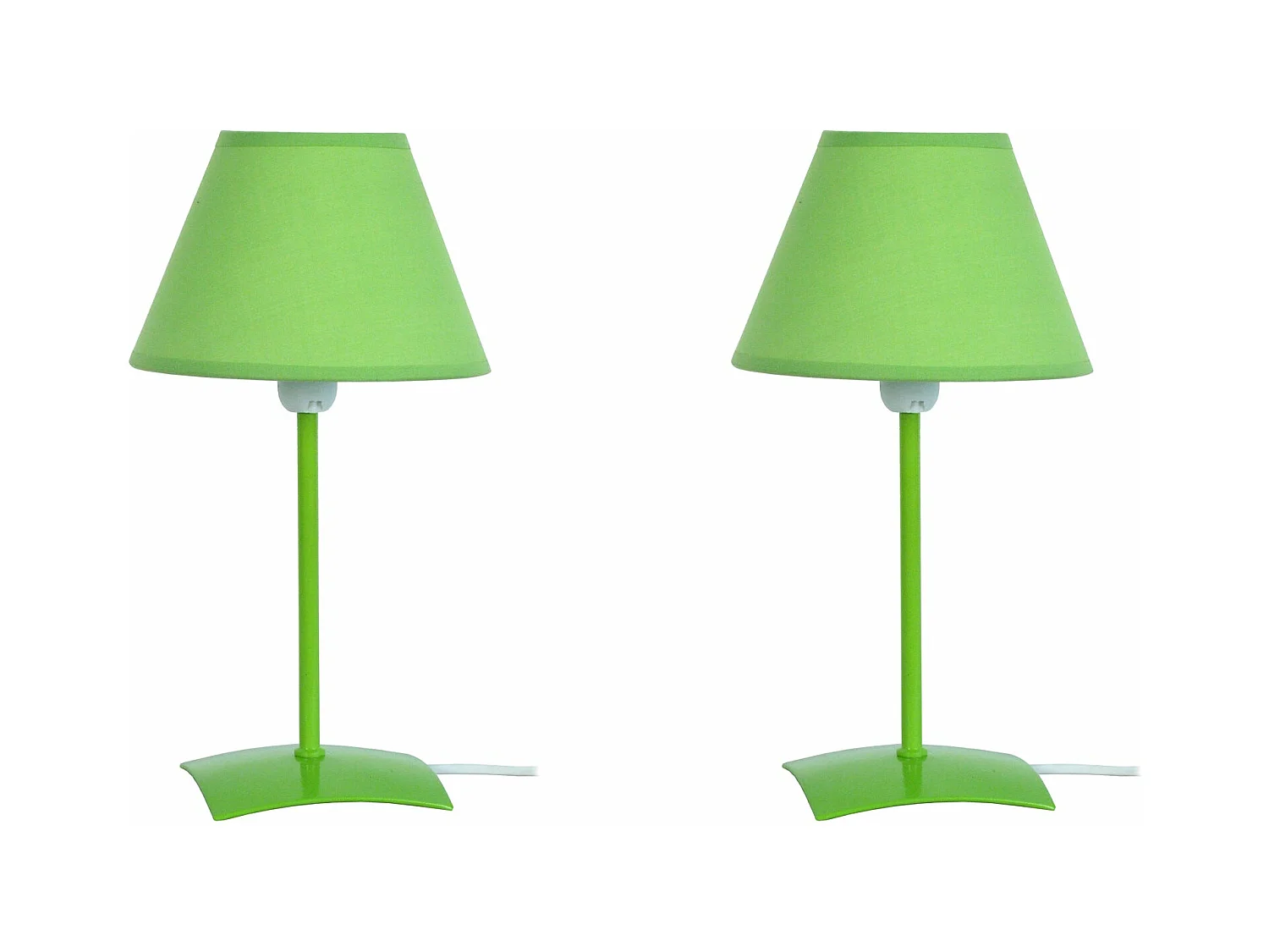 Pair de Lampes de chevet droit métal  vert 29 cm.