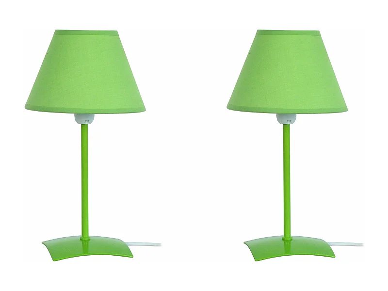 Pair de Lampes de chevet droit métal  vert 29 cm.