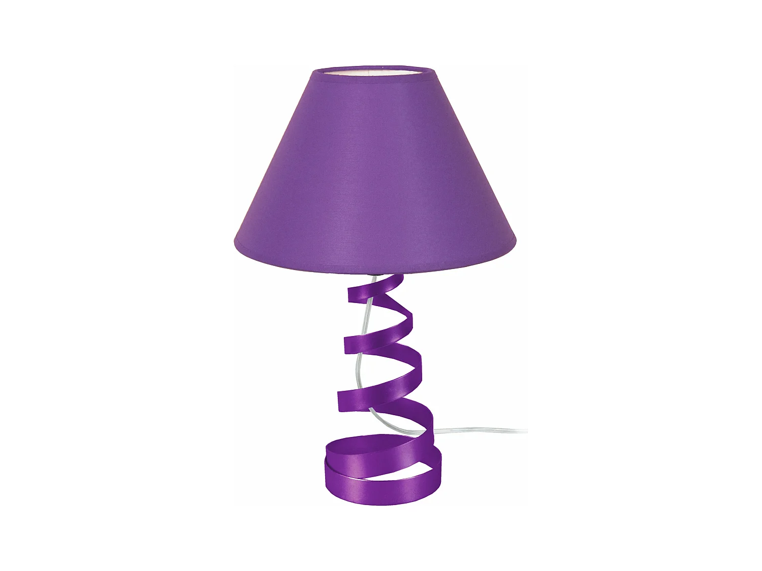 Lampe de chevet spirale métal,  violet 39 cm.
