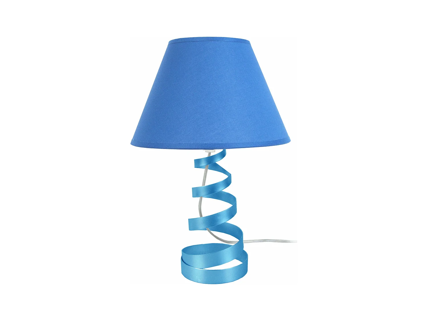 Lampe de chevet spirale métal,  bleu 39 cm.