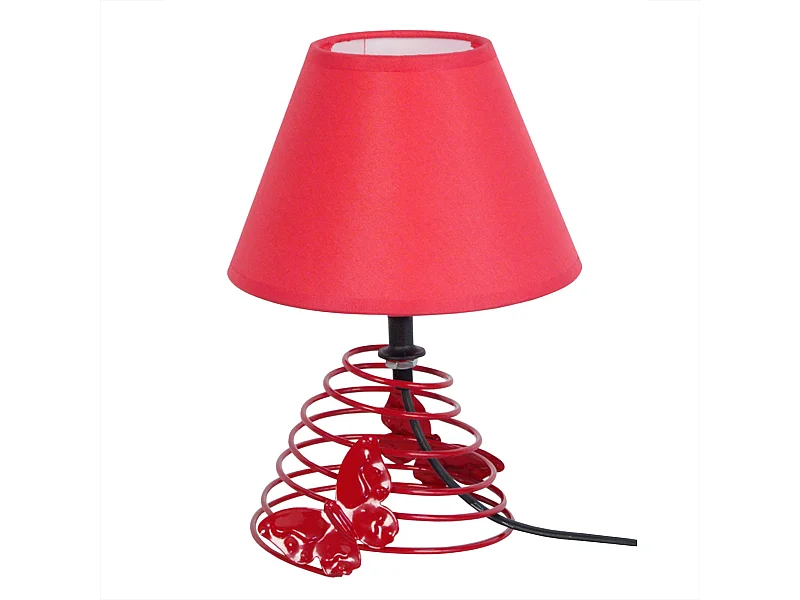 Lampe de chevet conique métal,  rouge 22 cm.