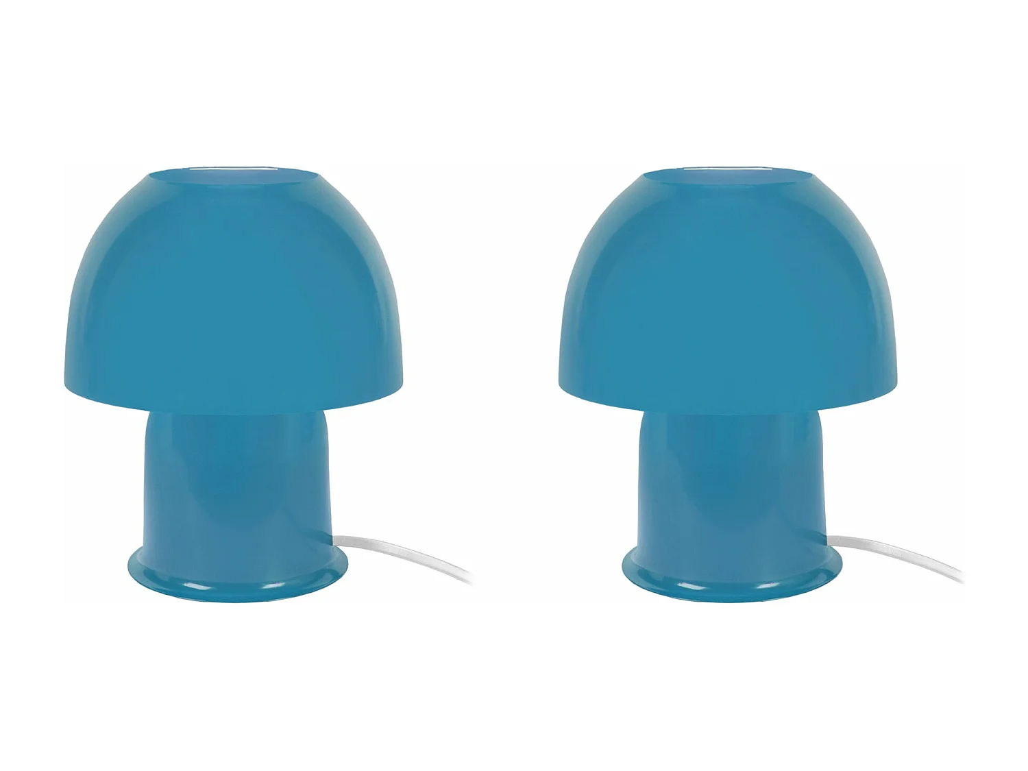 Pair de Lampes de chevet champignon métal  bleu ciel 18,5 cm.