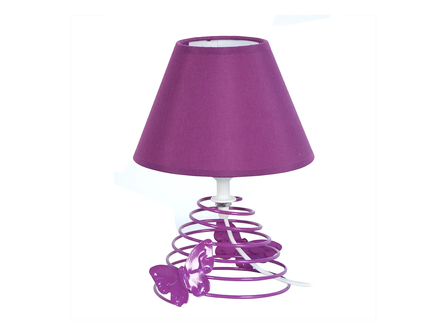 Lampe de chevet conique métal,  violet 22 cm.