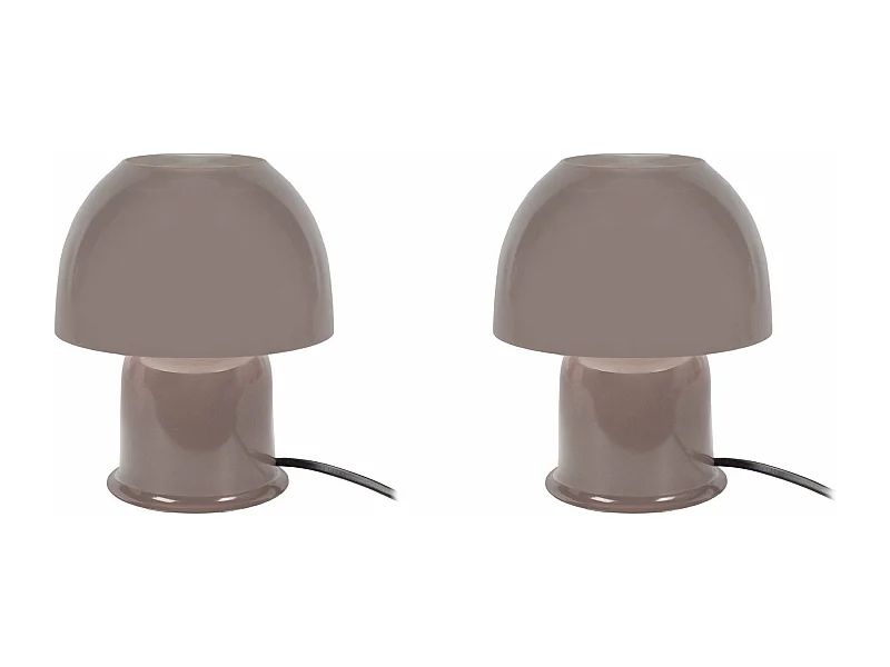 Pair de Lampes de chevet champignon métal  taupe 18,5 cm.