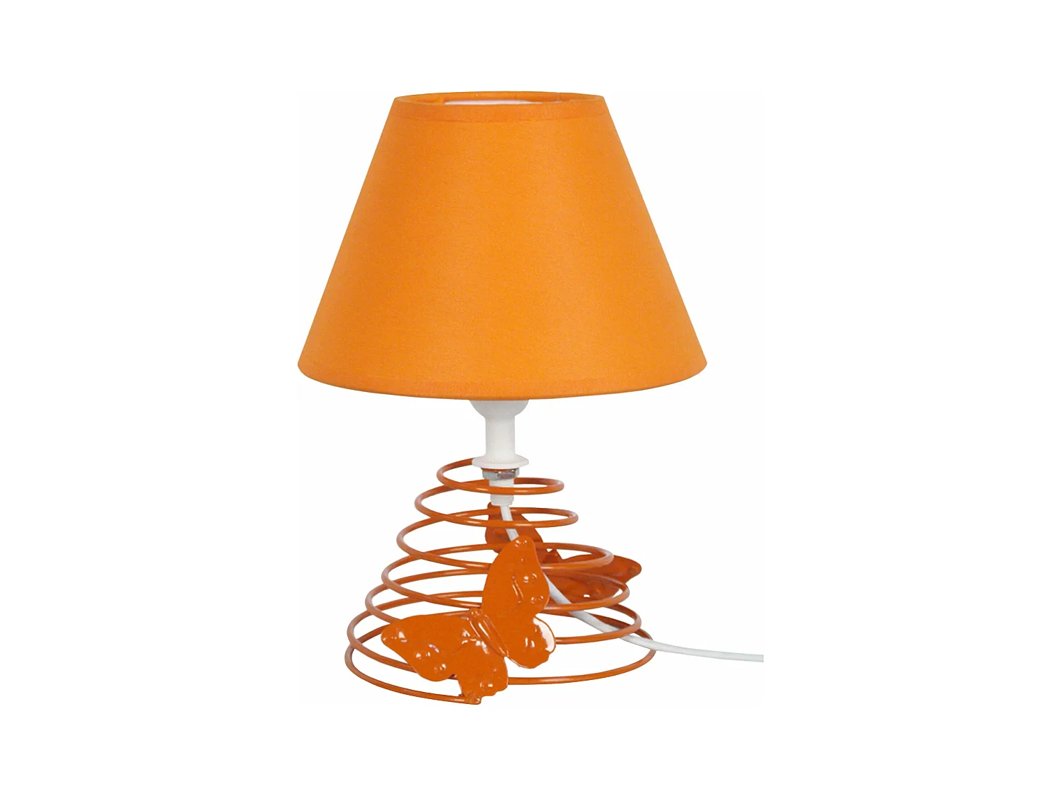 Lampe de chevet conique métal,  orange 22 cm.
