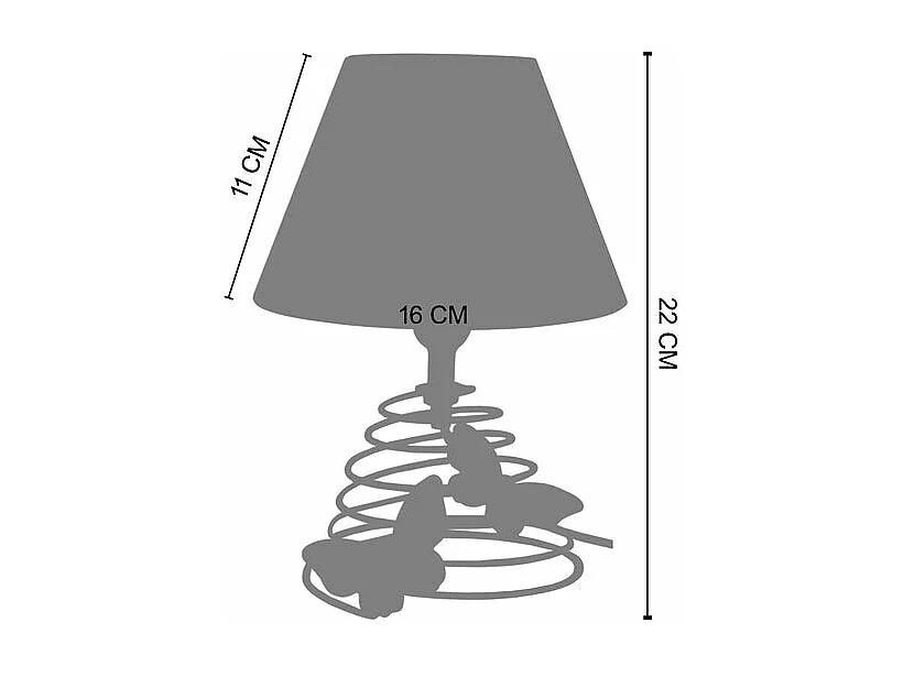 Lampe de chevet conique métal,  orange 22 cm.