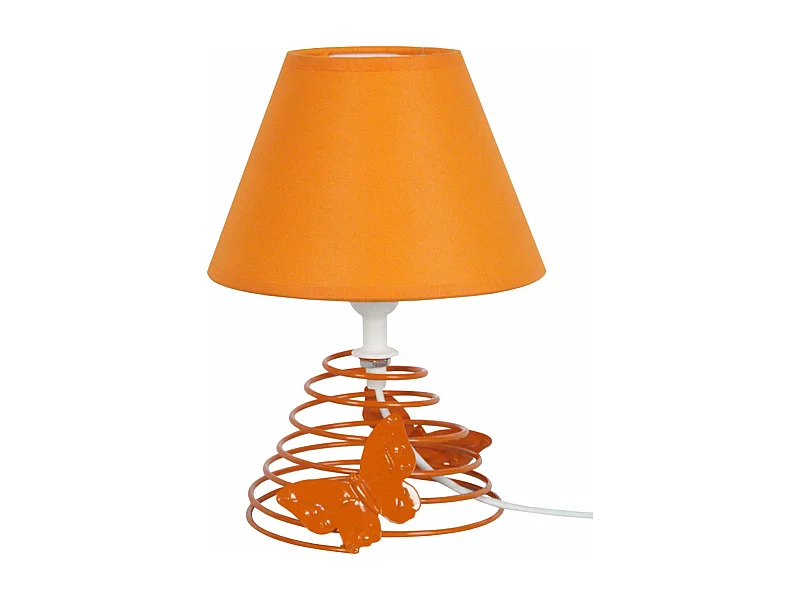 Lampe de chevet conique métal,  orange 22 cm.