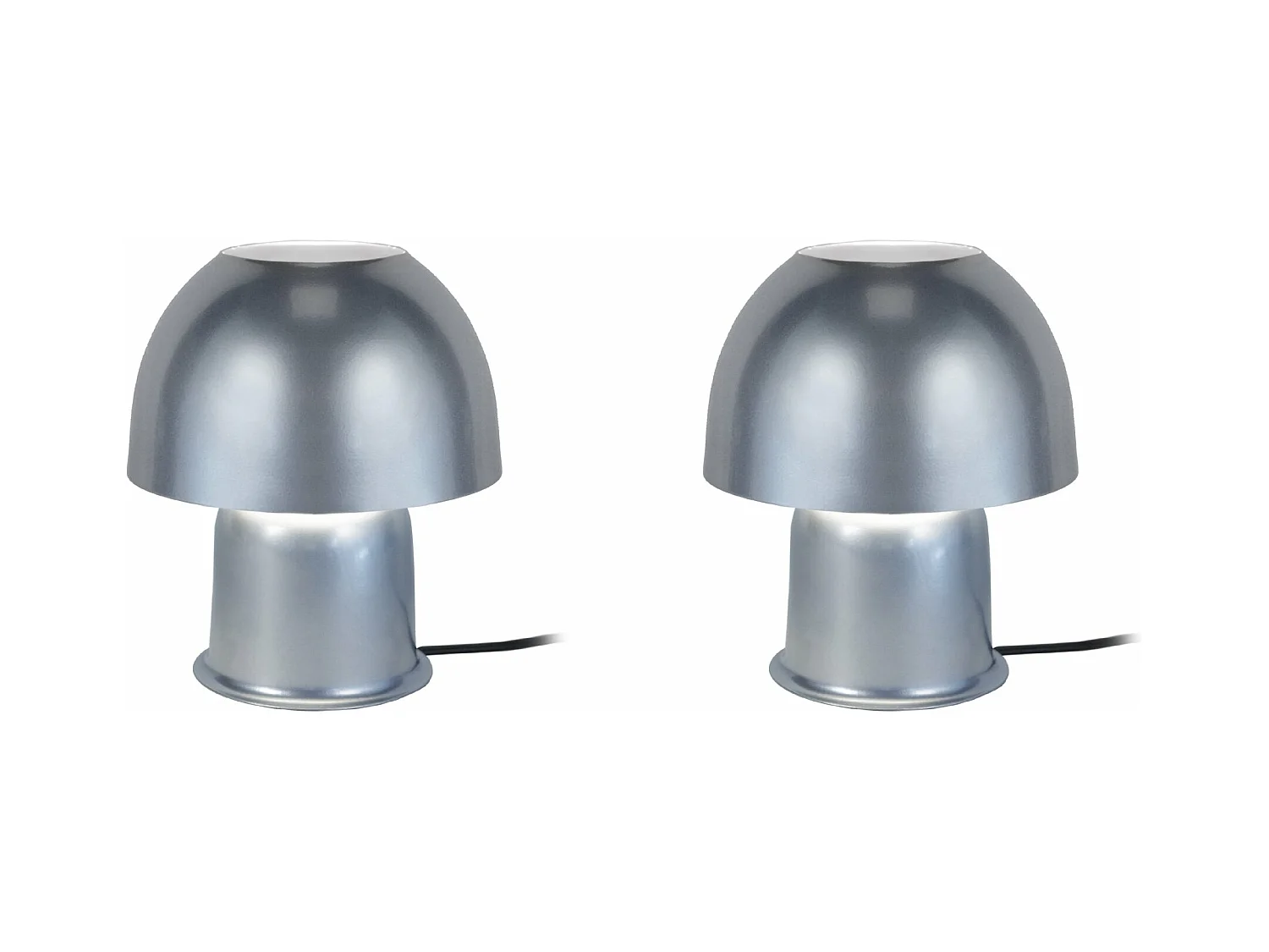 Pair de Lampes de chevet champignon métal  aluminium 18,5 cm.