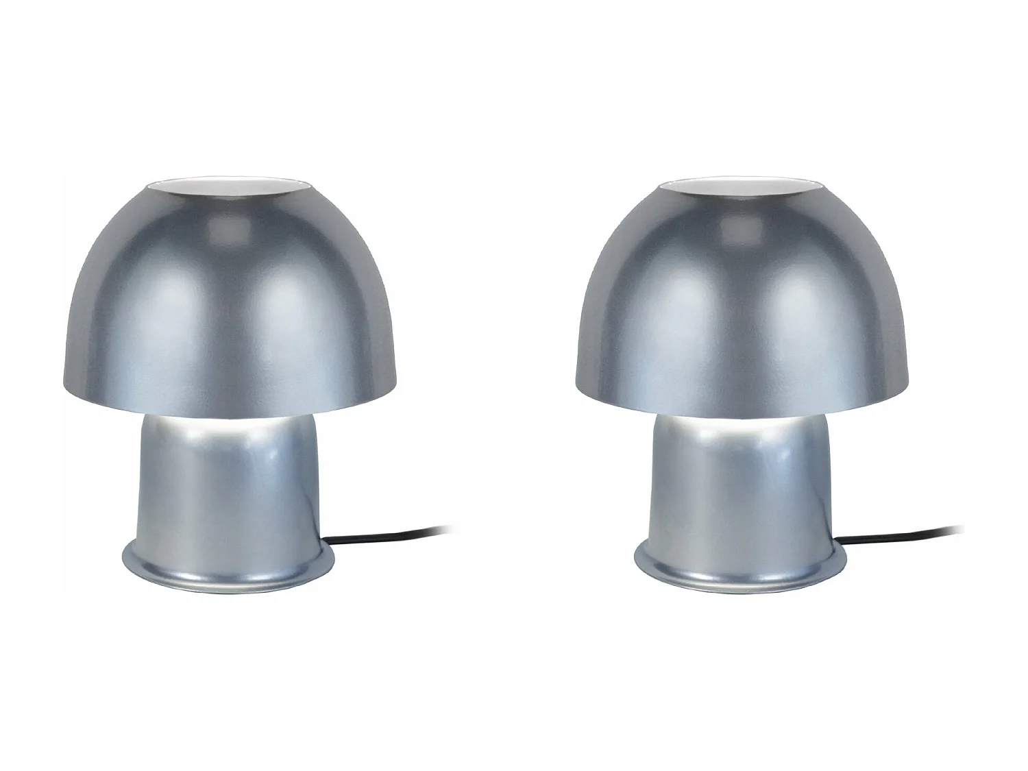 Pair de Lampes de chevet champignon métal  aluminium 18,5 cm.
