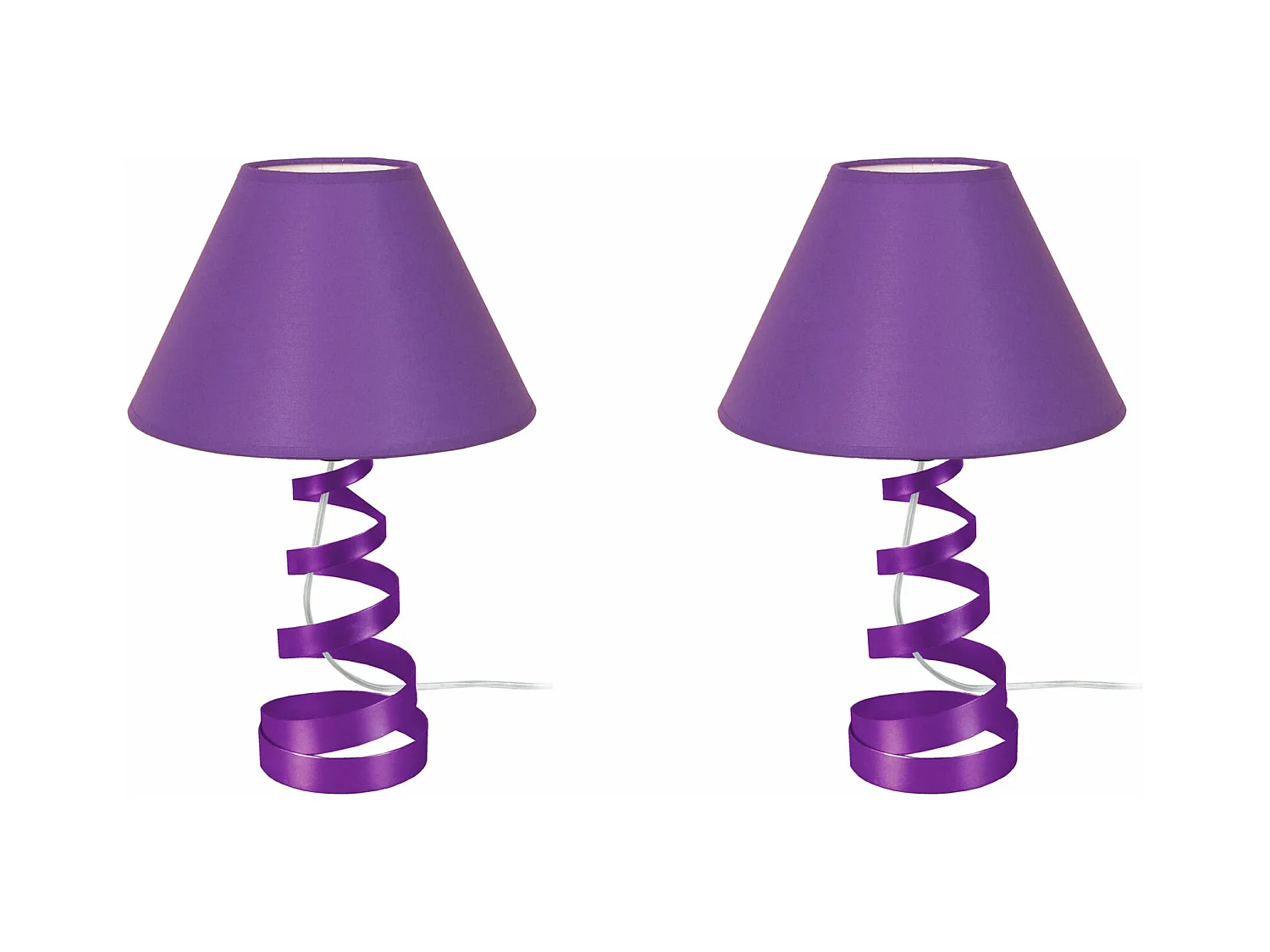 Pair de Lampes de chevet spirale métal  violet 39 cm.