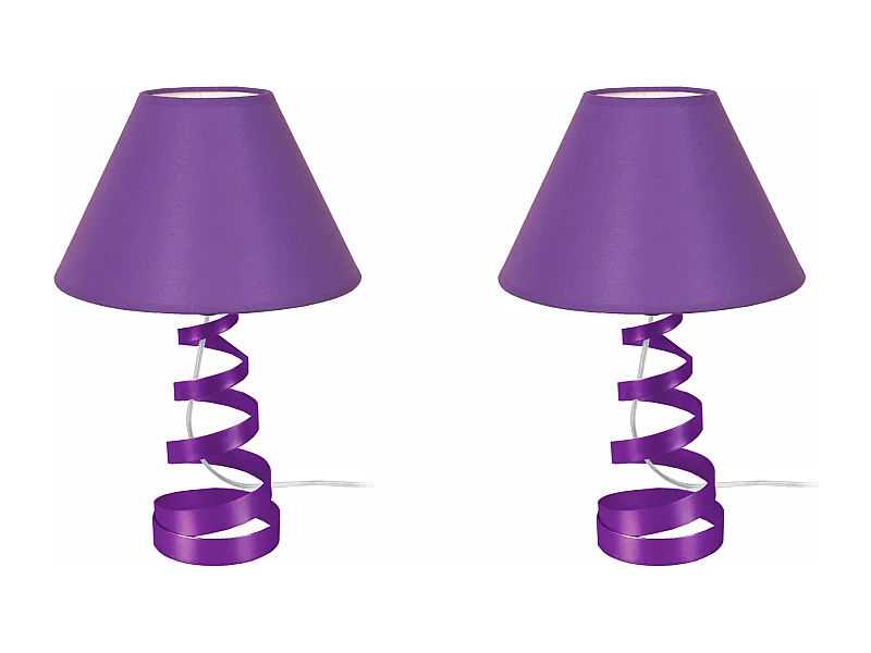 Pair de Lampes de chevet spirale métal  violet 39 cm.