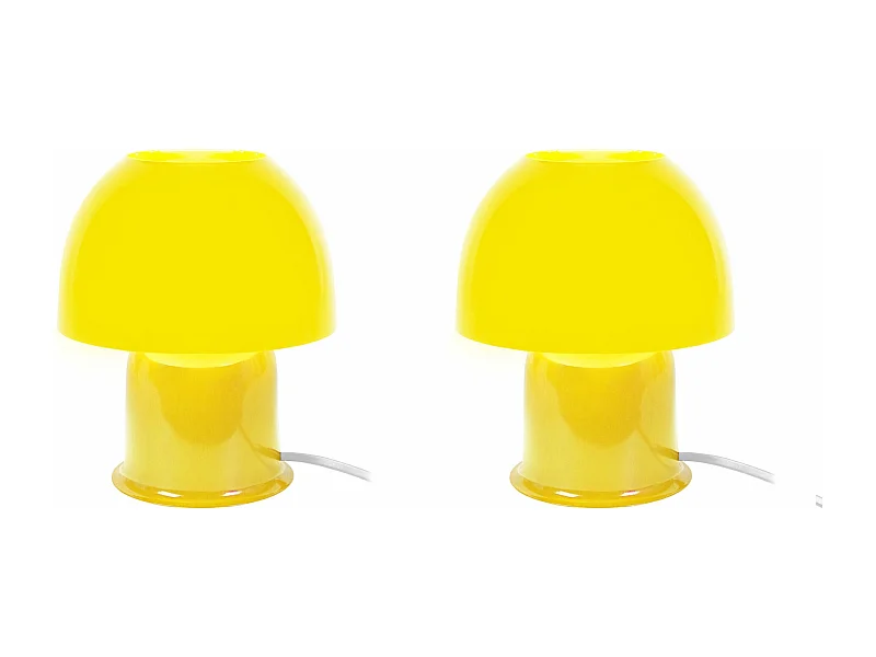 Abajur TOSEL KATITA LT2 tecido certo amarelo D18 x  H35  cm