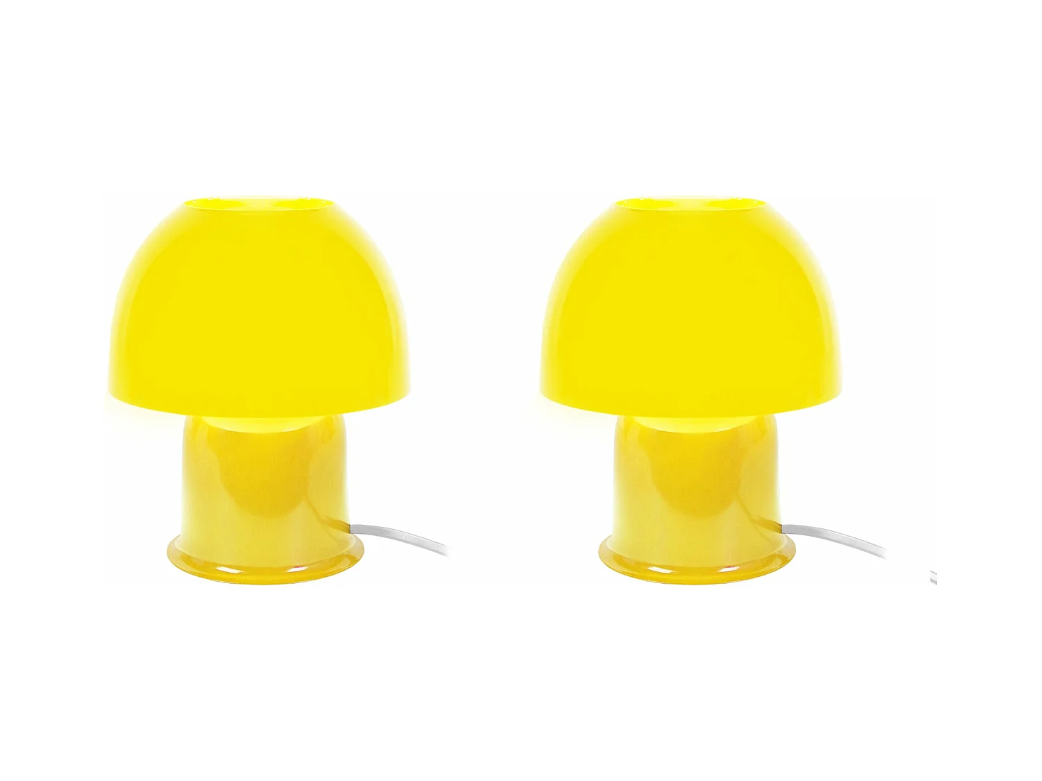 Pair de Lampes de chevet champignon métal  jaune 18,5 cm.