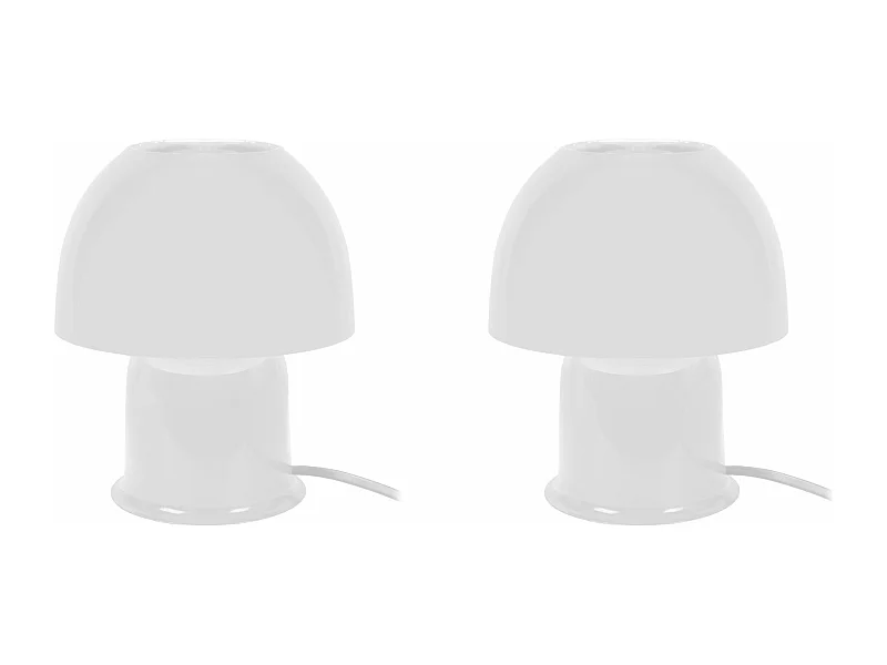 Pair de Lampes de chevet champignon métal  ivoire 18,5 cm.