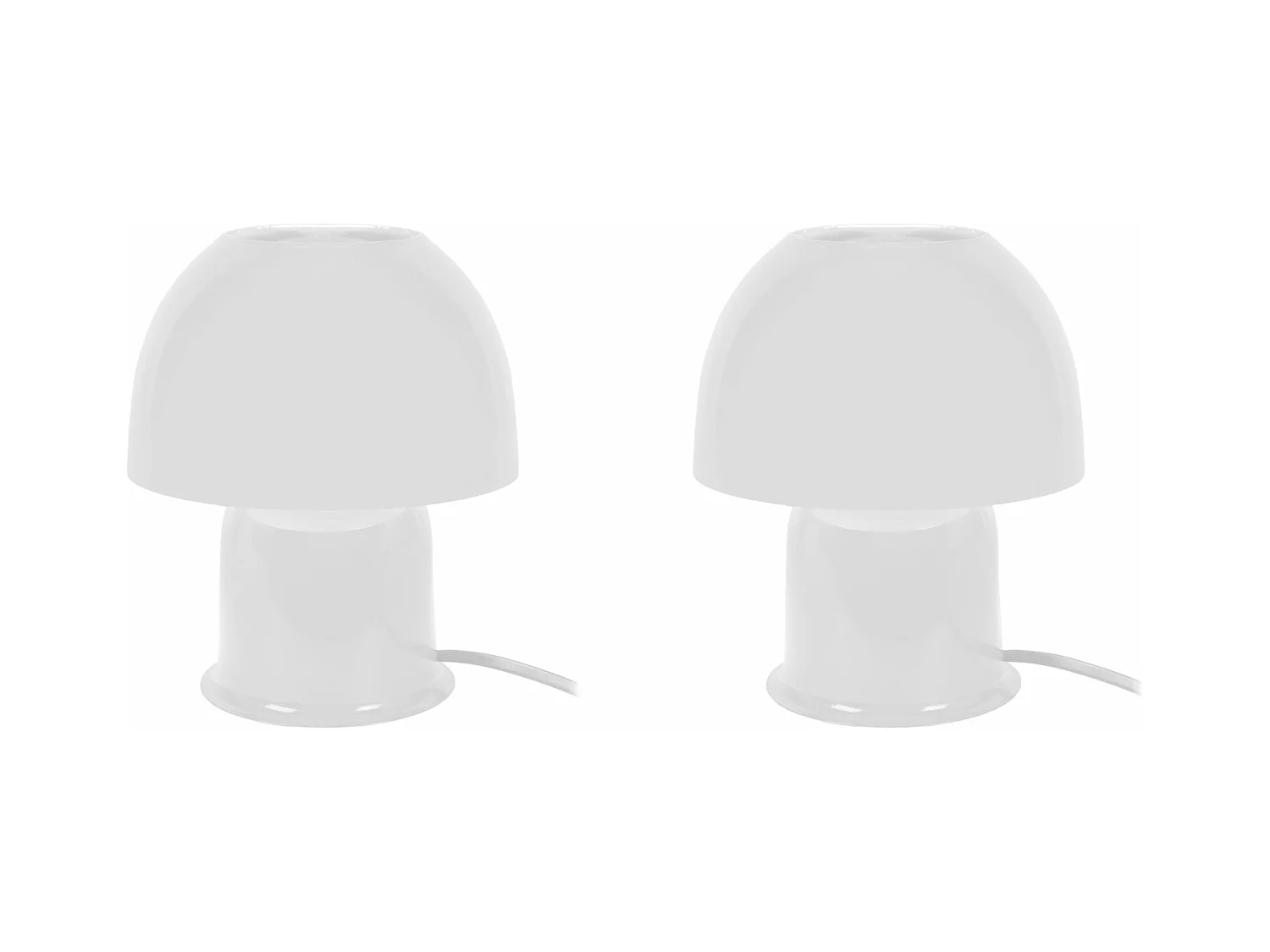Pair de Lampes de chevet champignon métal  ivoire 18,5 cm.