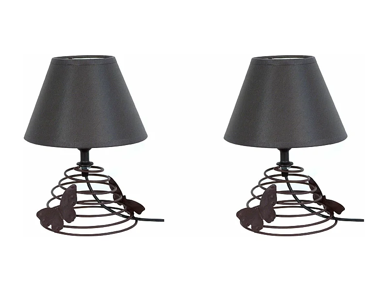 Pair de Lampes de chevet conique métal  noir 22 cm.