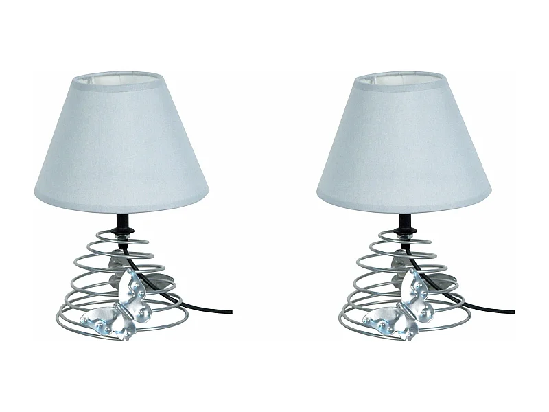 Pair de Lampes de chevet conique métal  aluminium 22 cm.