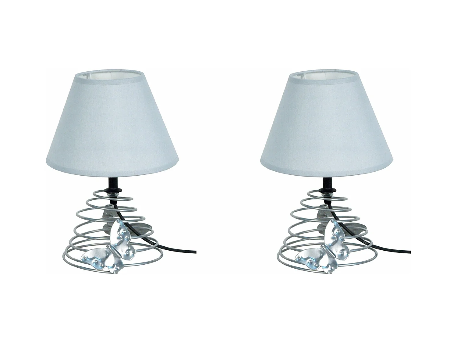 Pair de Lampes de chevet conique métal  aluminium 22 cm.