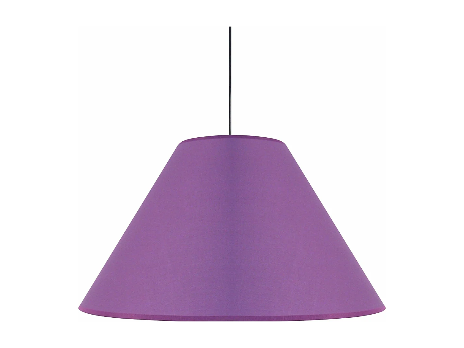 Suspension conique tissu violet 85 cm.