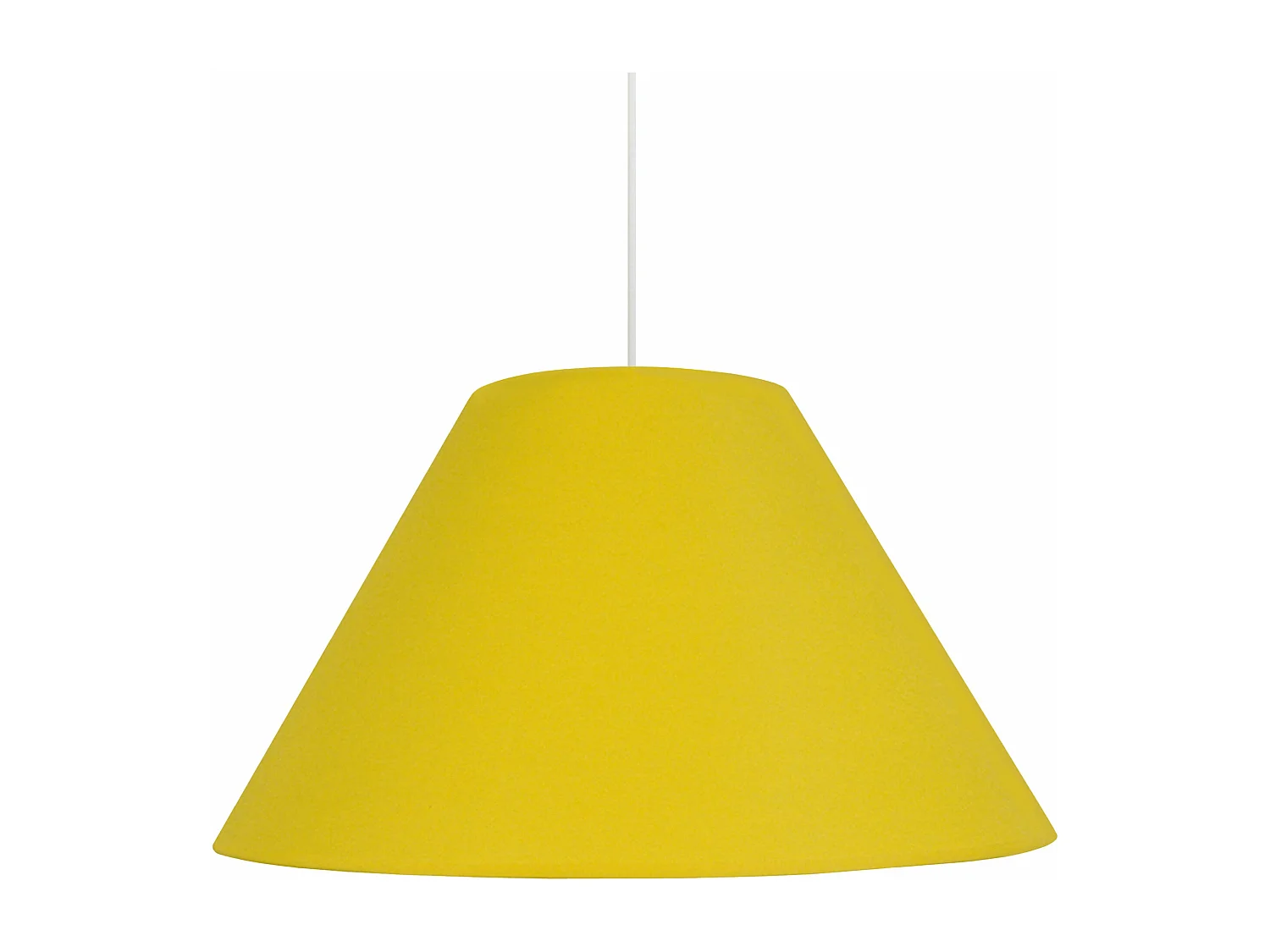 Suspension conique tissu jaune 85 cm.