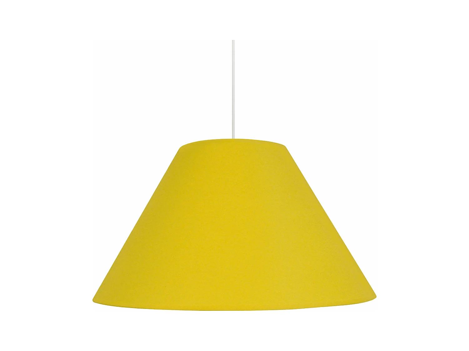 Suspension conique tissu jaune 85 cm.