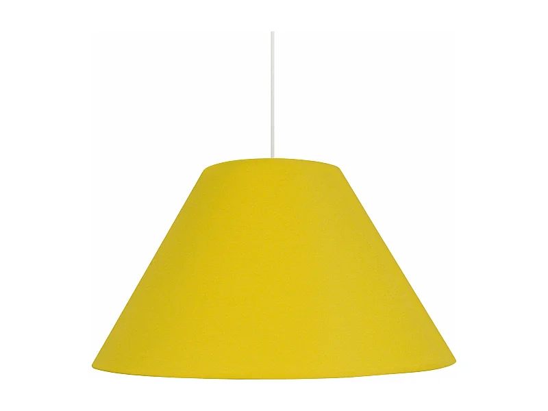 Suspension conique tissu jaune 85 cm.