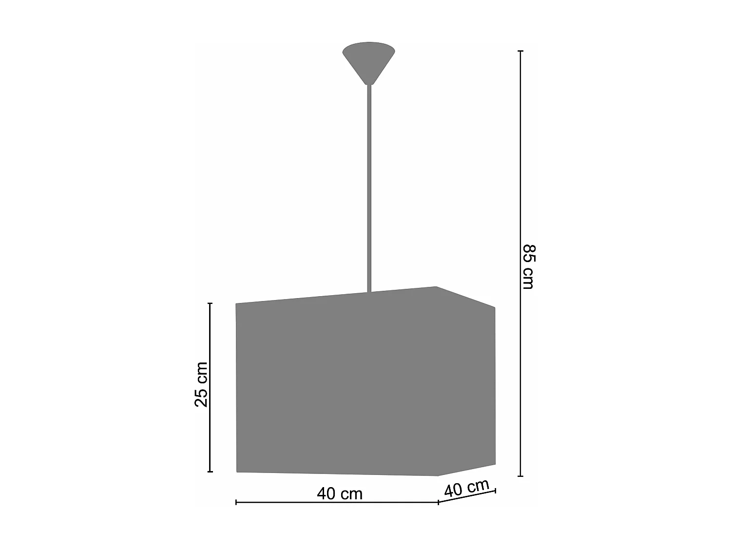 Suspension carré tissu  rouge 85 cm.